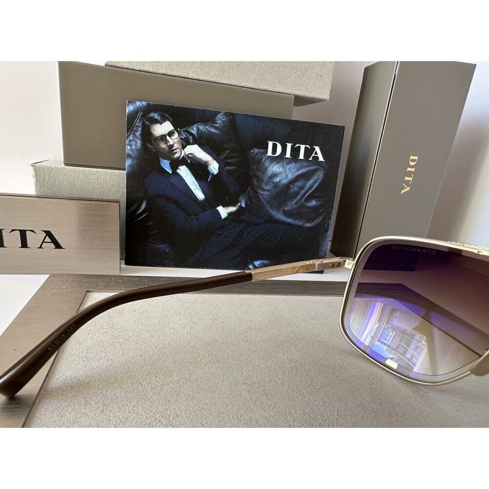 MACH-FIVE DRX-2087-I GLD BRN BRUSHED WHITE GOLD-BROWN GRADIENT SUNGLASSES - Picture 5 of 10